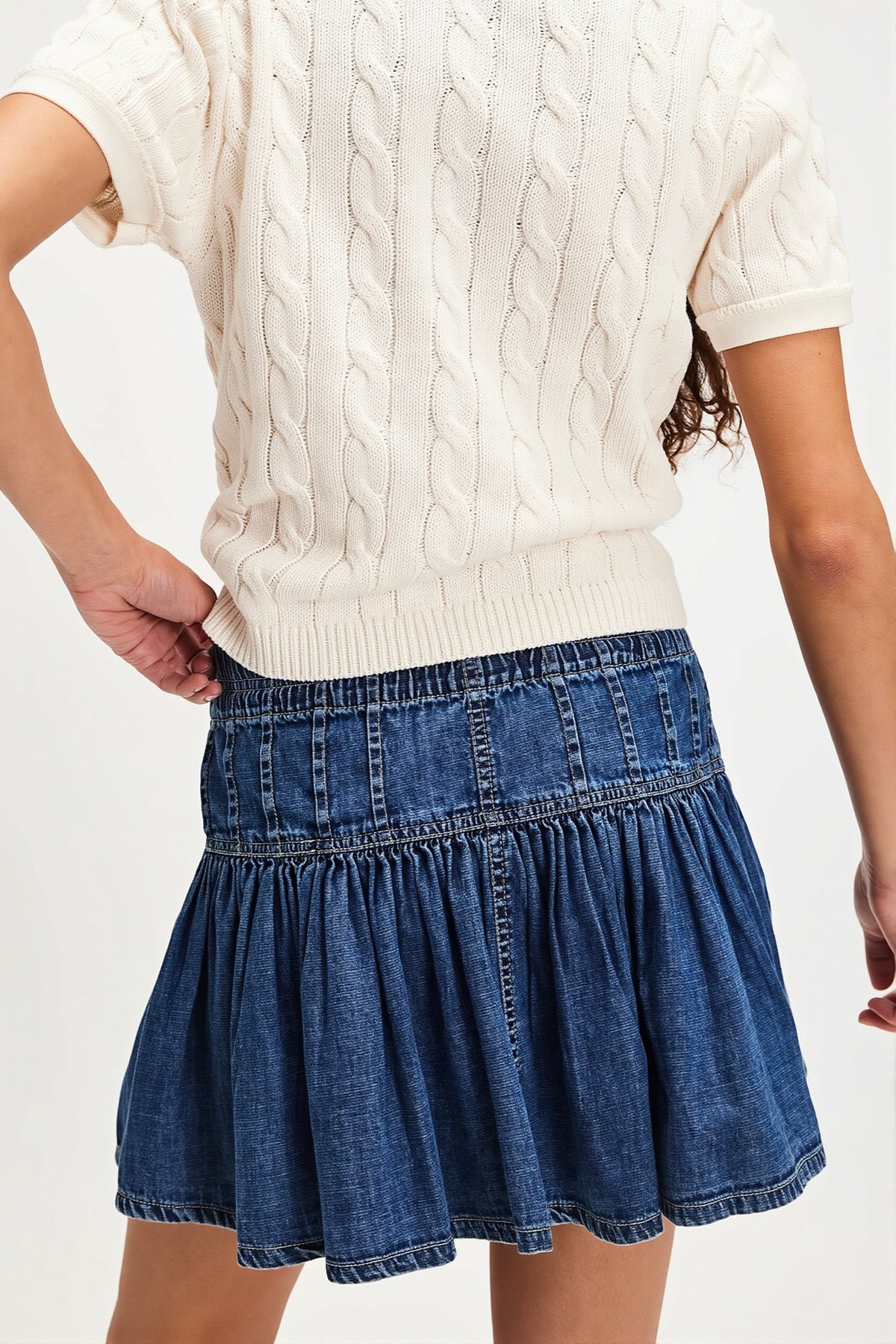 Sweet Denim Pleated Mini Skirt