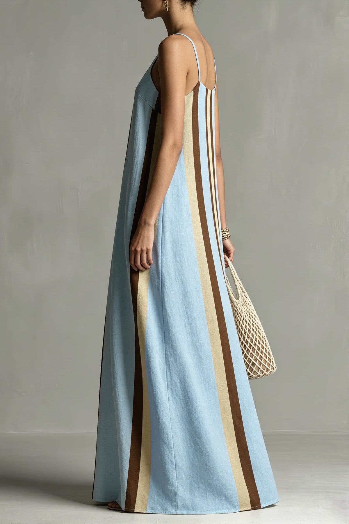 Striped Sleeveless Swing Maxi Dress