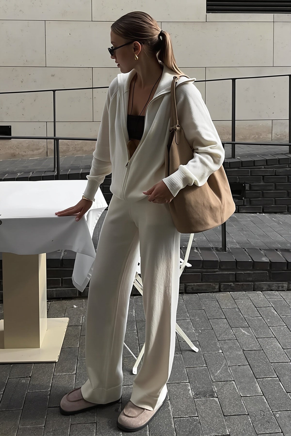 Relaxed Zip-Up Knit Two Piece Set