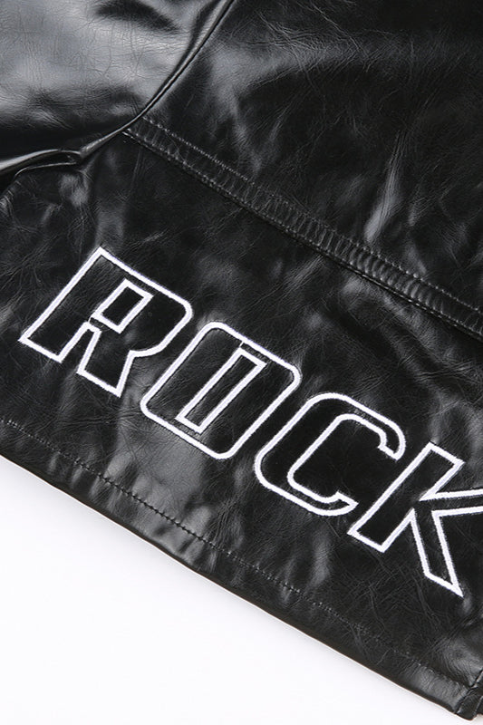 Elegant Embroidered PU Leather Coat for Stylish Warmth