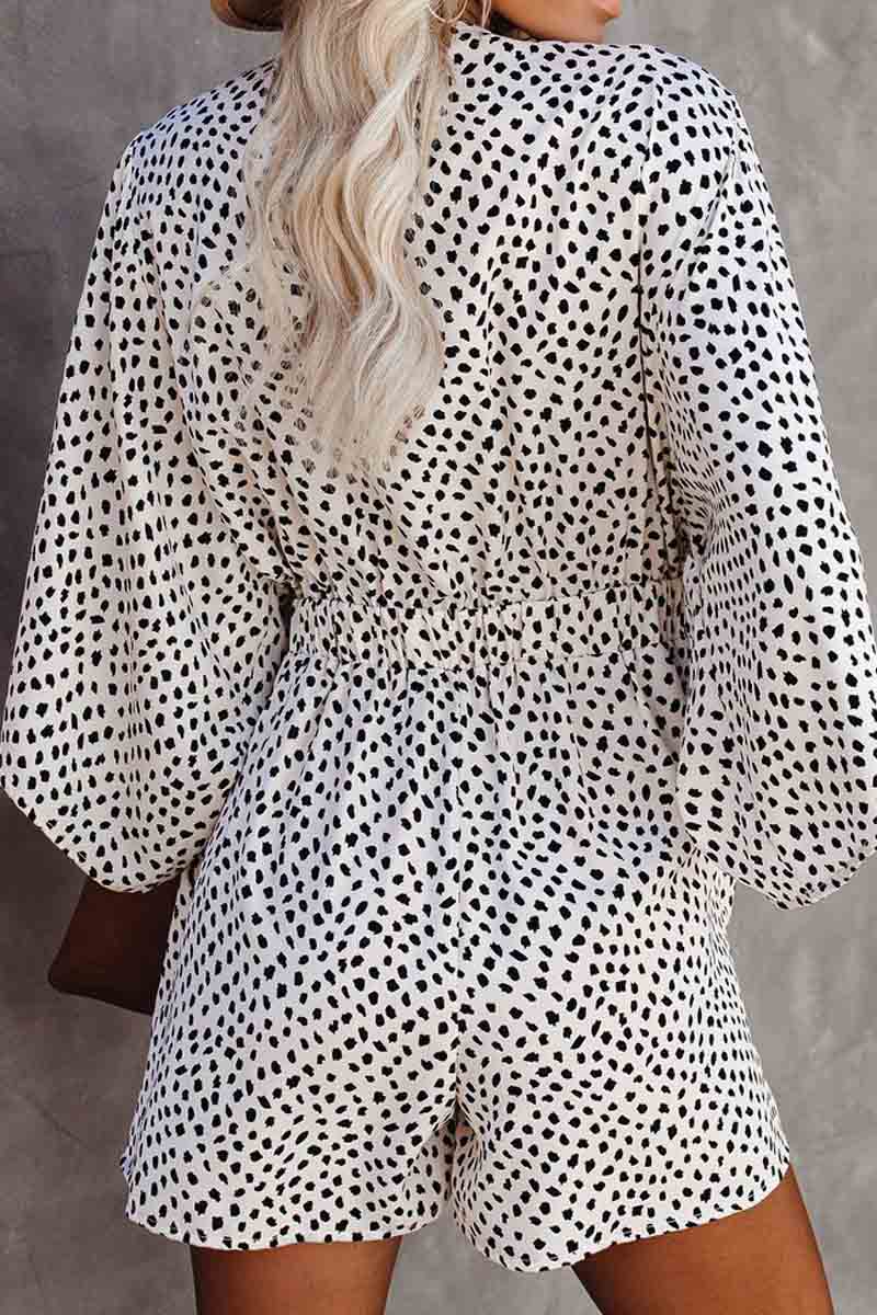 Well Behaved Printed Pocketed Tie Romper - Fashionpara