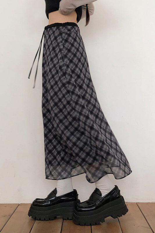 Vintage Tartan High Waist A-Line Skirt