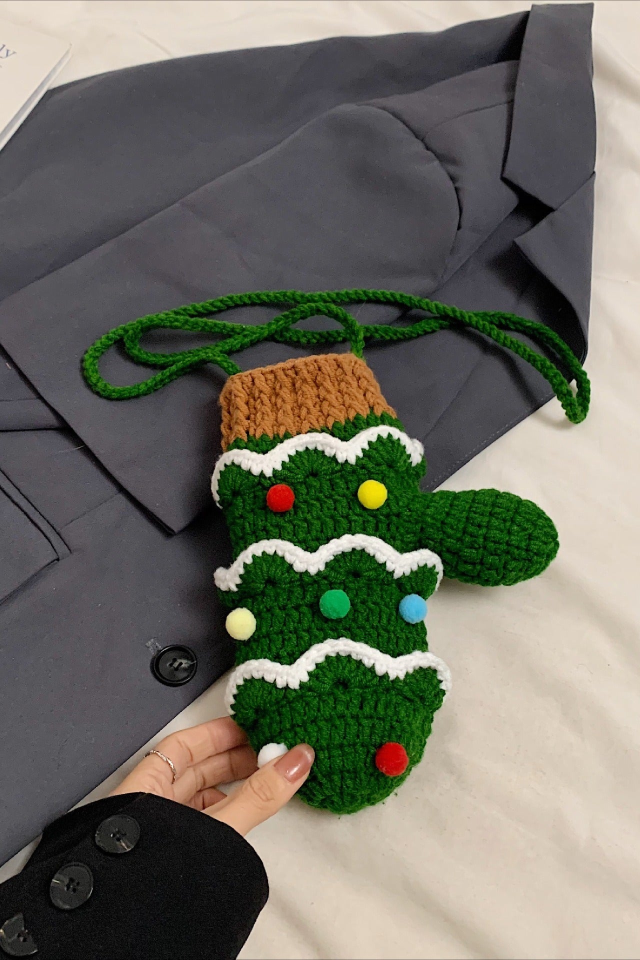 Crocheted Tree Reindeer Cute Crossbody Bag