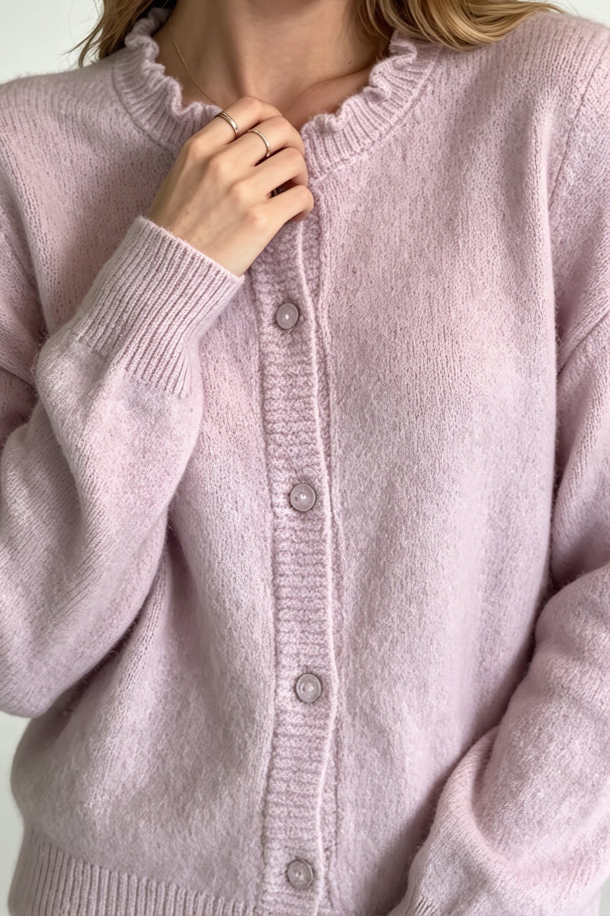 Wavy Trim Ruffle Button Cardigan 6