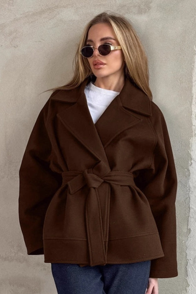 Vintage Belted Brown Wool Blend Coat