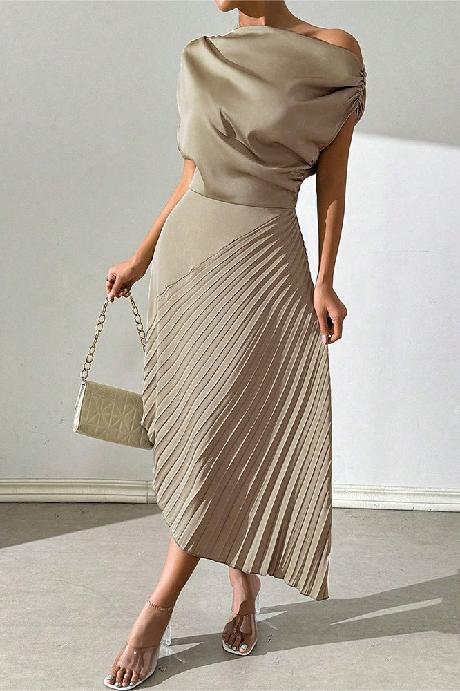 Chic Asymmetric Off Shoulder Ruched Irregular Formal Dress