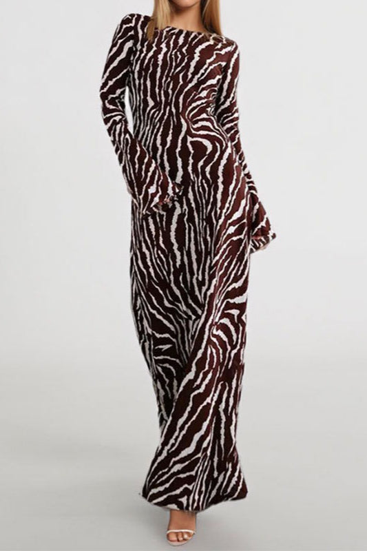 Bohemian Floral Print Long Sleeve Maxi Dress