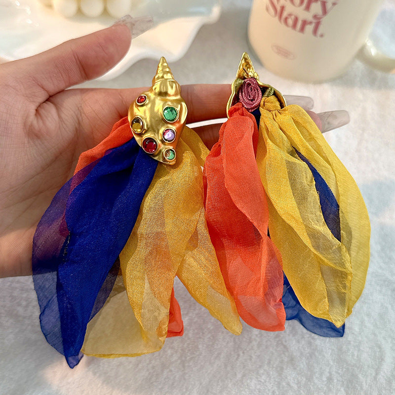 Handmade Fabric Conch Earrings