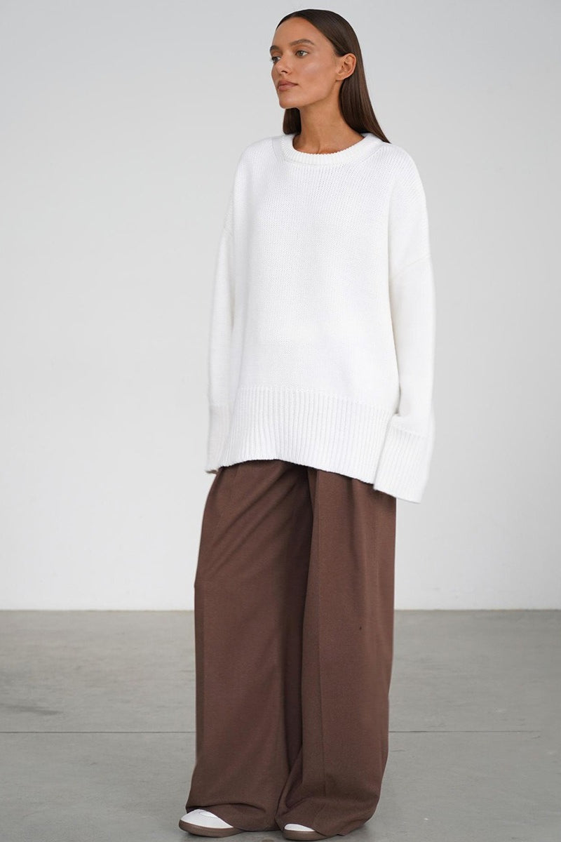 Casual Solid Color Pullover Sweater