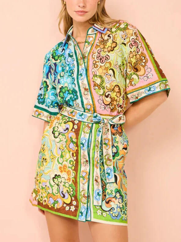 Special Satin Print Mini Dress - Fashionpara