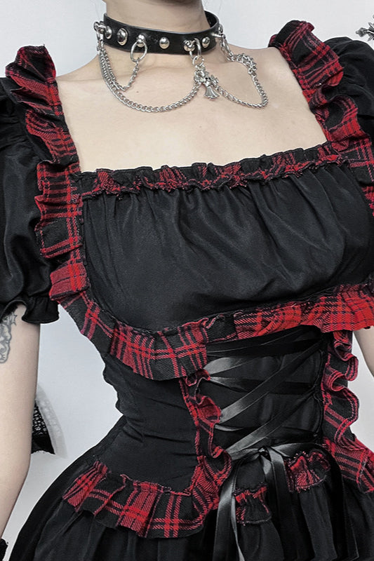 Dark Plaid Gothic Dress