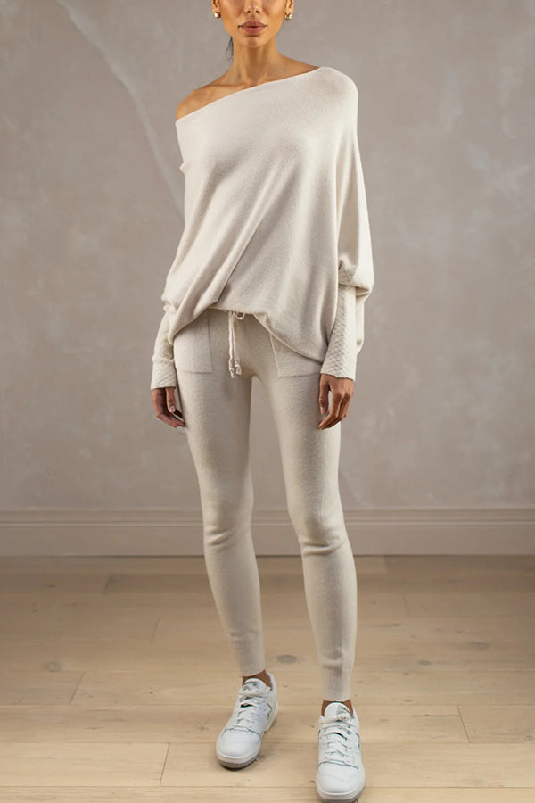 Chic Solid Color Round Neck Long Sleeve Knitted Sweater