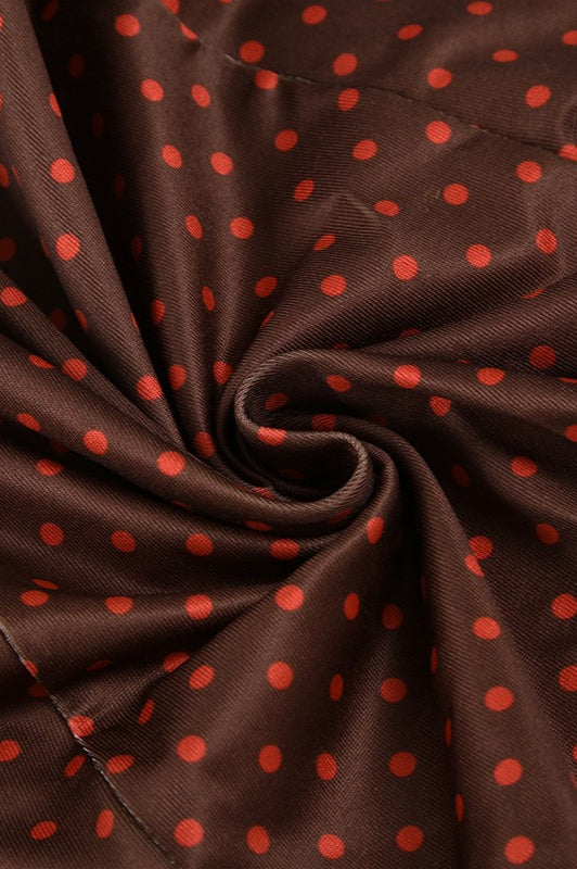 Puff Sleeve Polka Dot Color-Block Mini Dress - Fashionpara