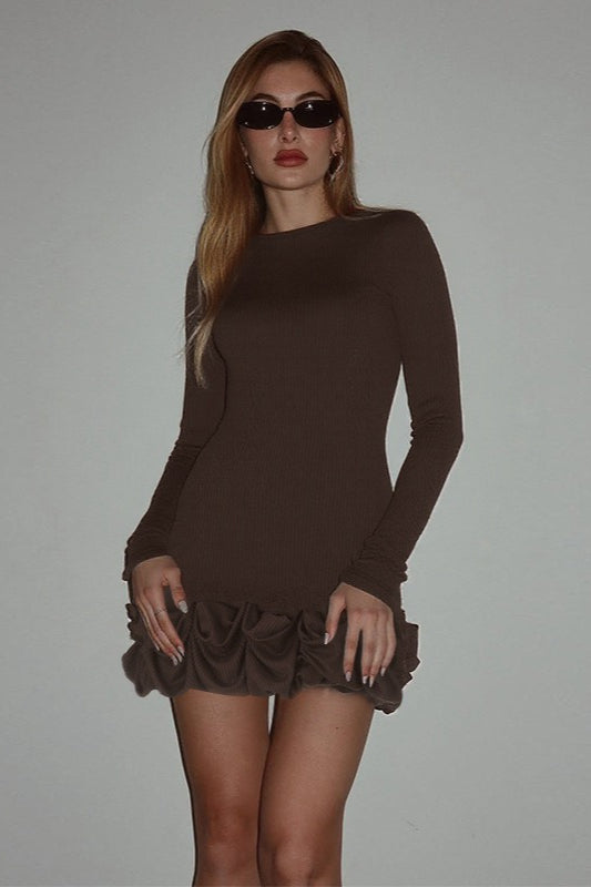 Rippled Long Sleeve Birthday Dress
