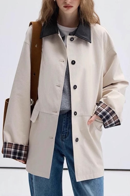 Cropped Contrast Color Coat