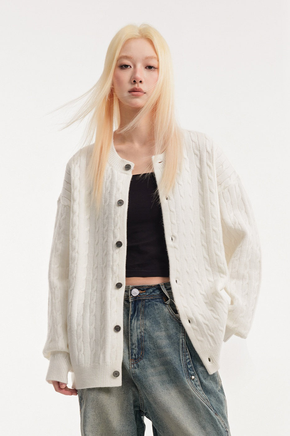 Relaxed Fit Cable Cardigan 7