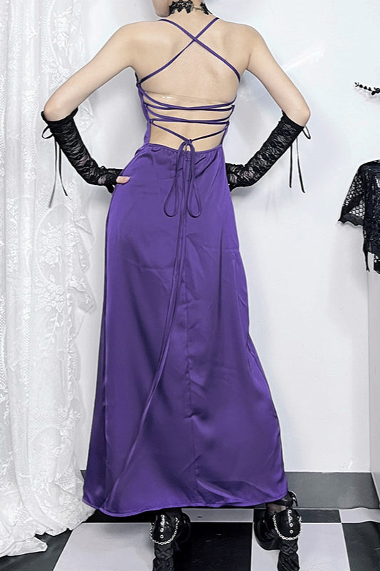 Satin Slit Strap Gothic Dress