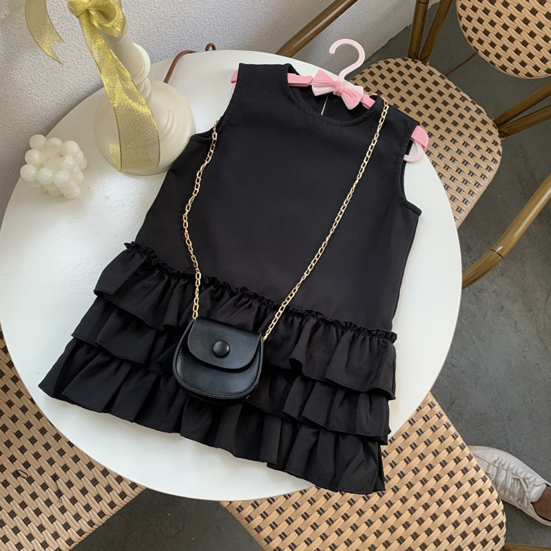 Kid Sleeveless Lace Dress With Bag