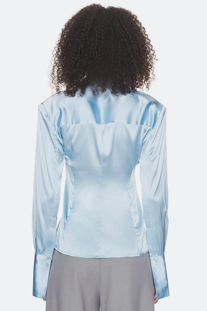 Fitted Tie Waist Long Sleeve Blouse - Fashionpara