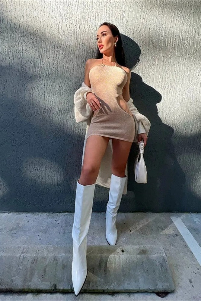 Backless Hollow Out Mini Dress