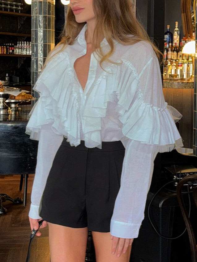 Layered Ruffled Long Sleeve Blouse