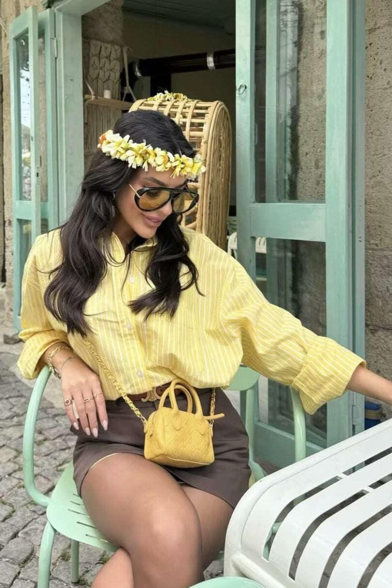 Fashion Stripe Collared Blouse