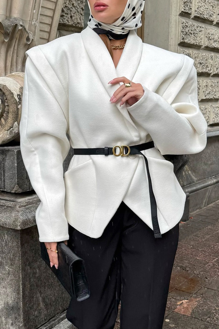 Elegant Vintage Wool Blend Belted Waist Coat for Style