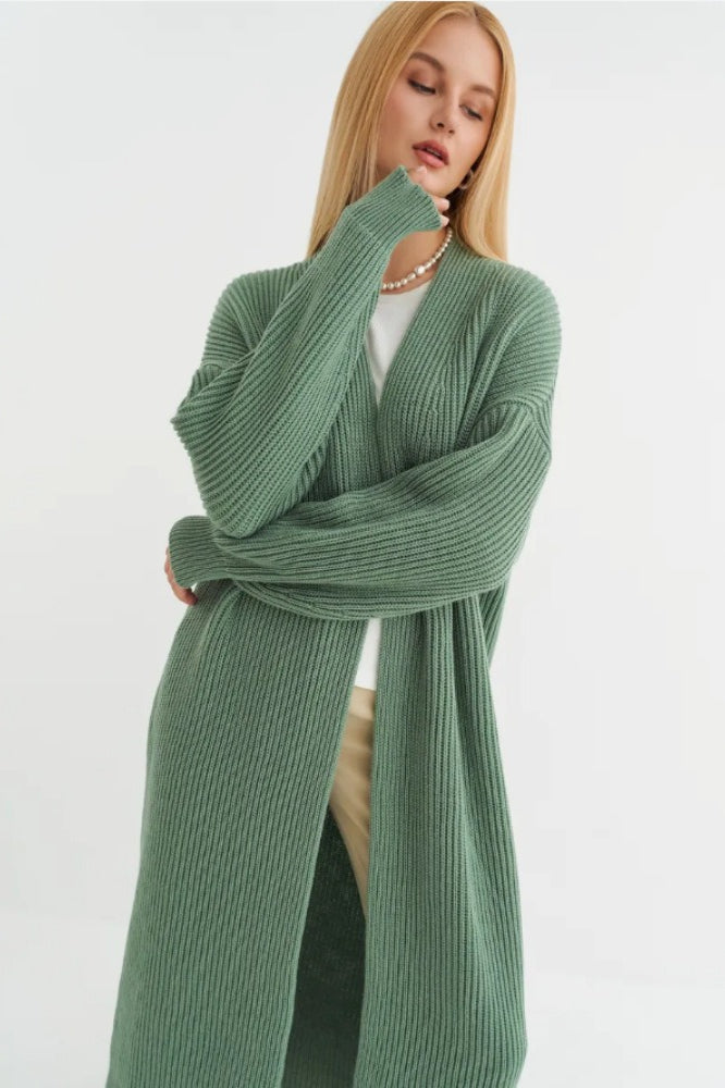 Chic Long-Length Knit Cardigan for Cozy Layering Style