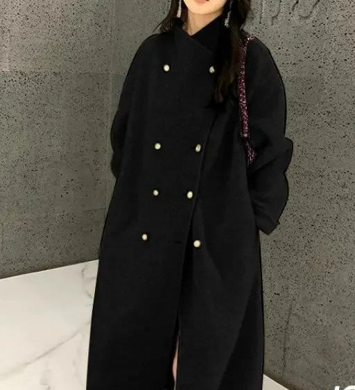 Grey Wool Loose-Fit Fleece Overcoat