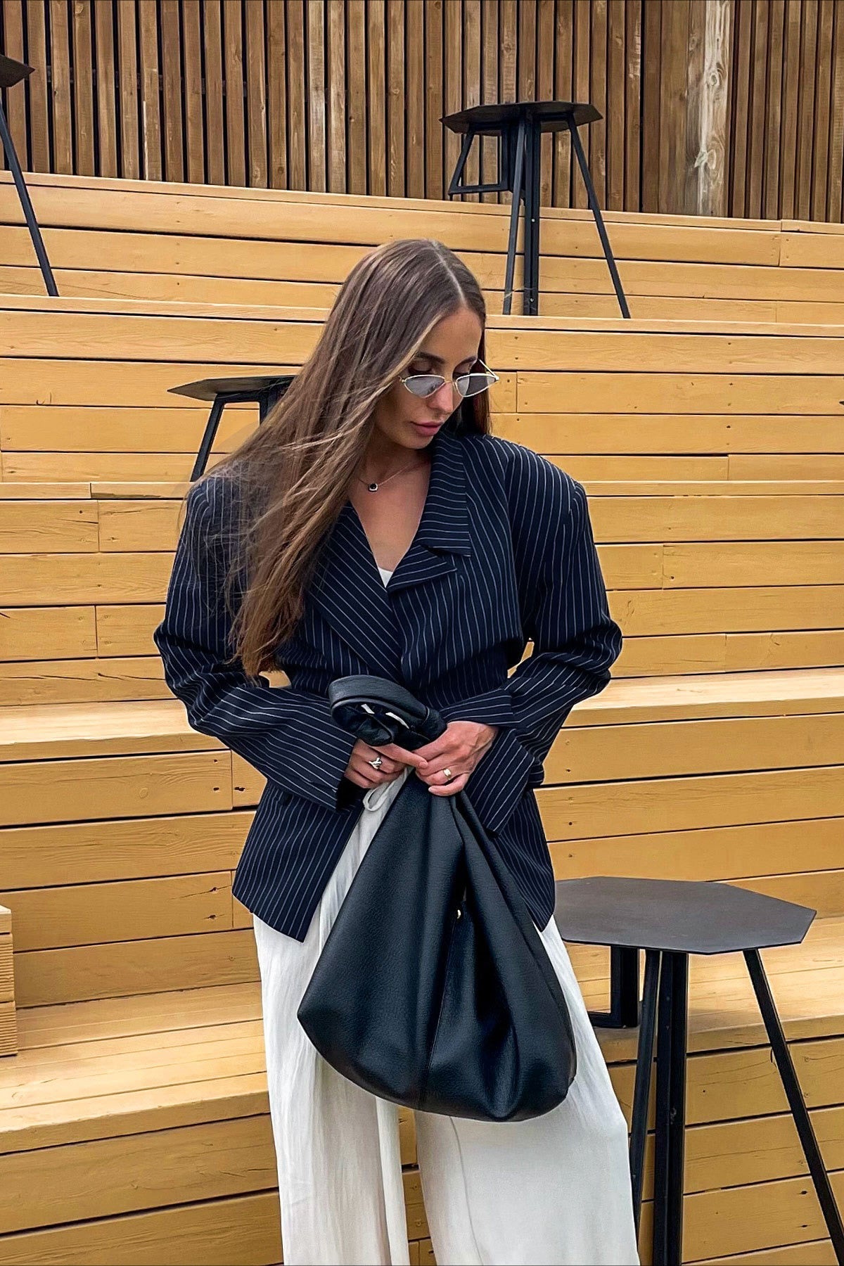 Tailored Striped Blazer Coat for Sophisticated Style