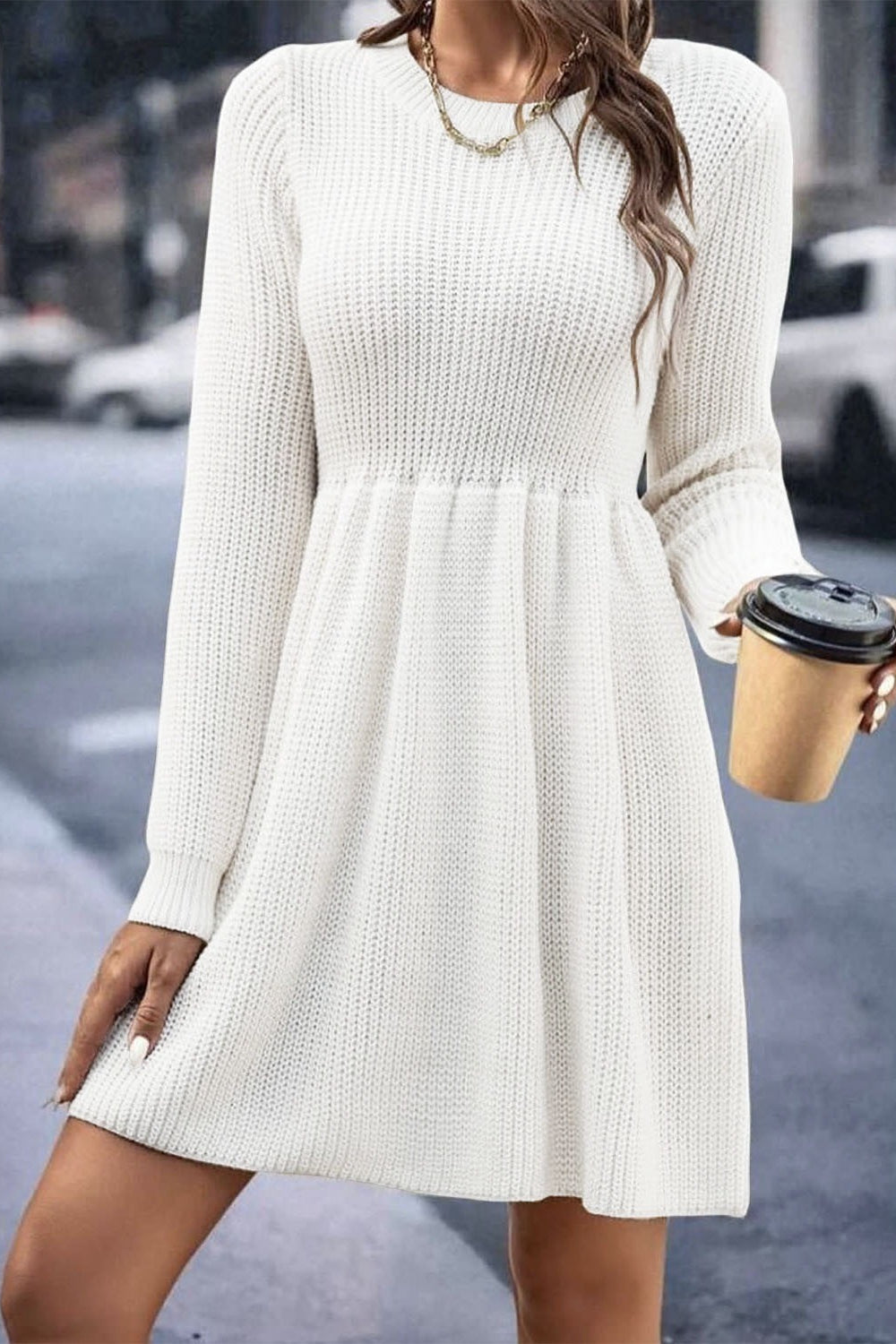Loose Fit Knit Sweater Dress