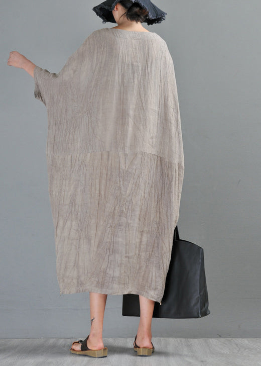 Textured Round Neck Three-Quarter Sleeve Side Zip Hem Midi Dress - View 5