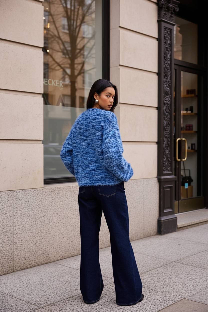 New Retro Fashion Deep V-Neck Maillard Plush Long-Sleeve Knit Cardigan - Fashionpara