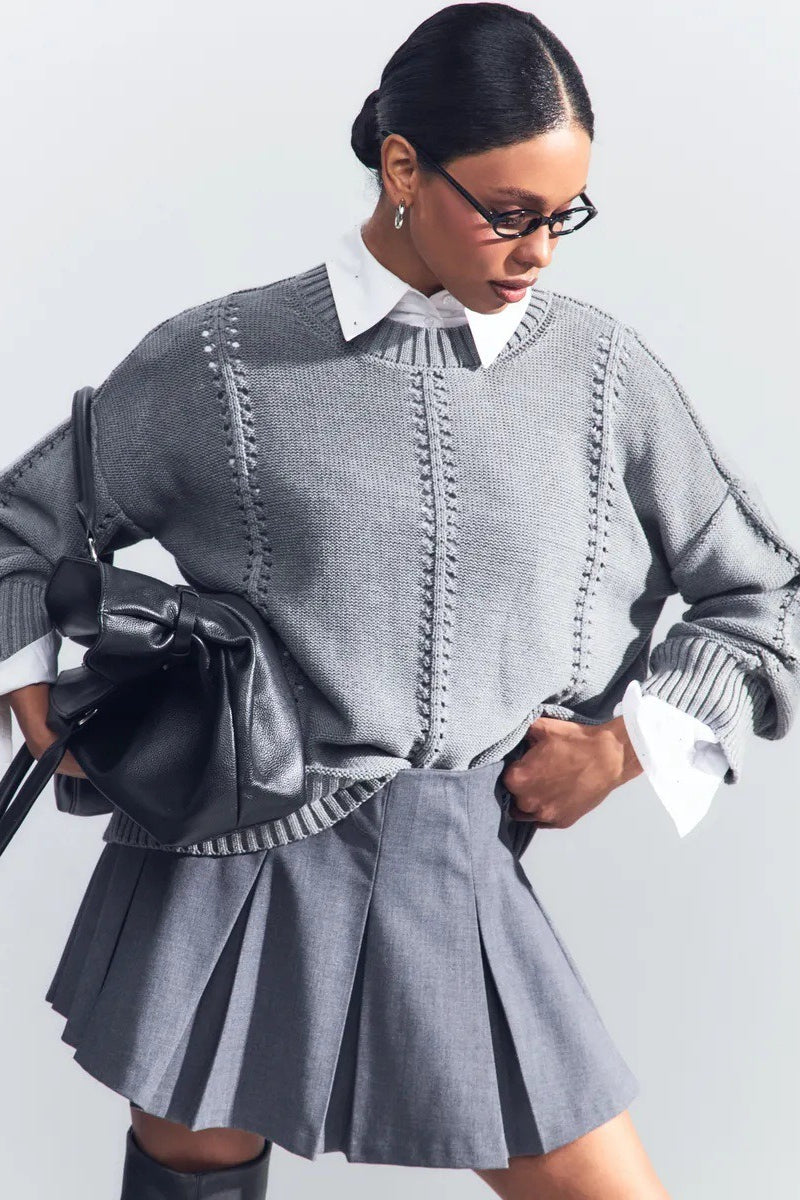 Casual Lace Knit Pullover Sweater