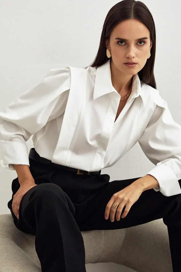 Office Chic Square Shoulder Blouse