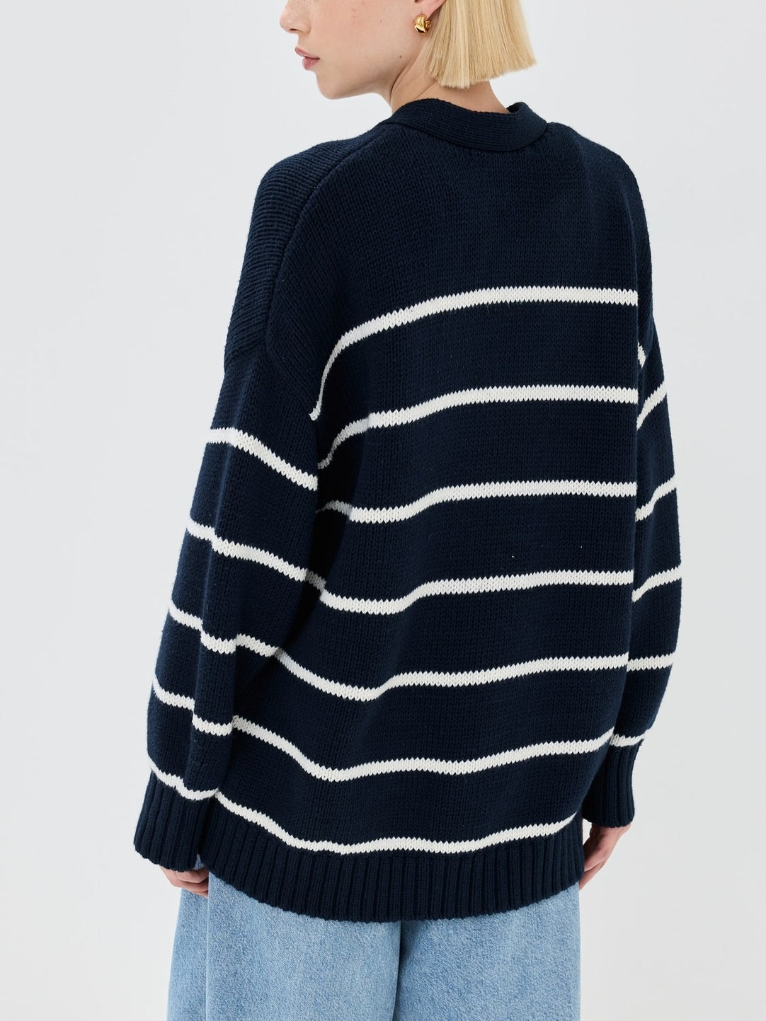 Elegant Striped Loose Knit Cardigan for Effortless Style