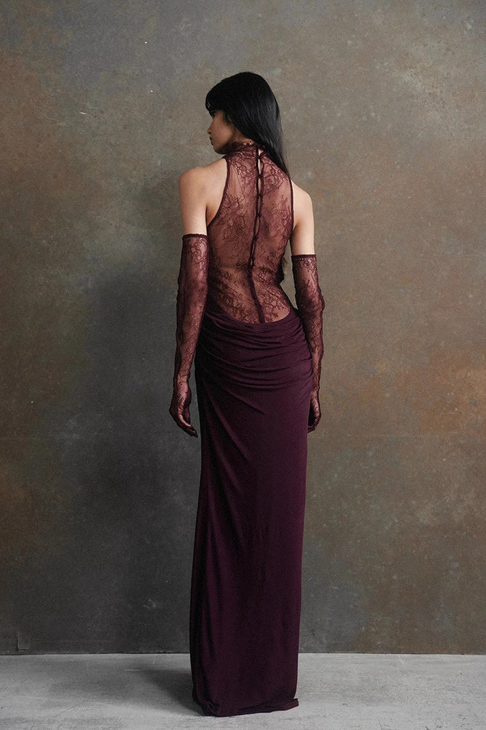 Sexy Halter Neck Deep V Bodycon Maxi Formal Dress