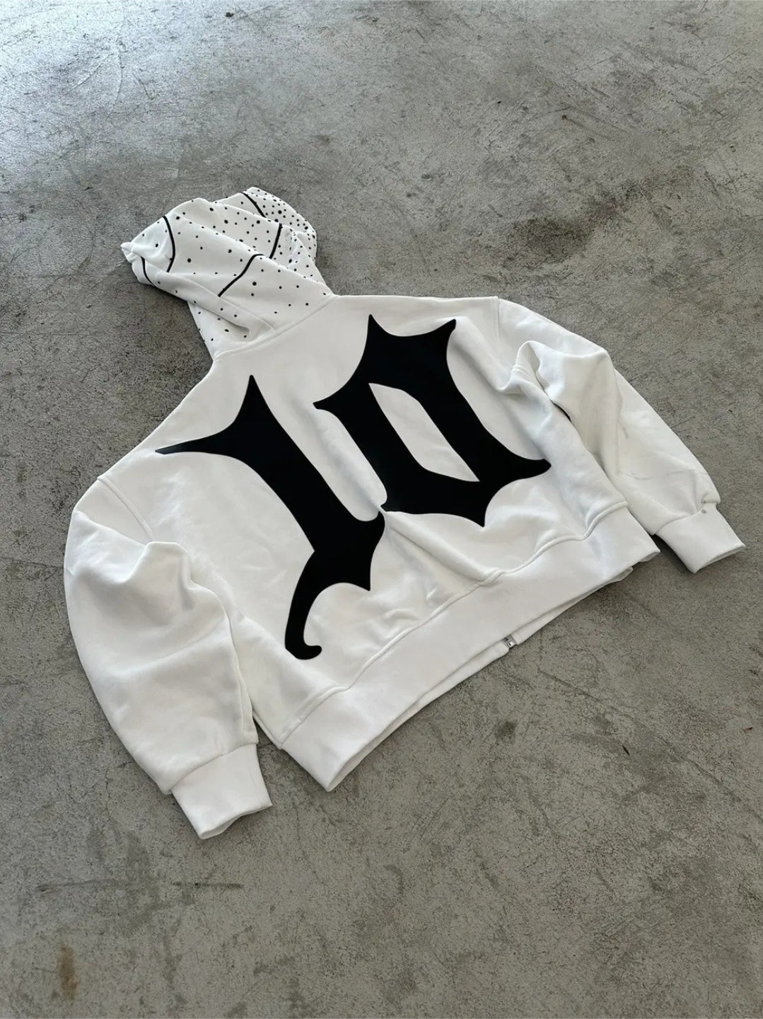 Unique Print Asymmetric Zip Hoodie