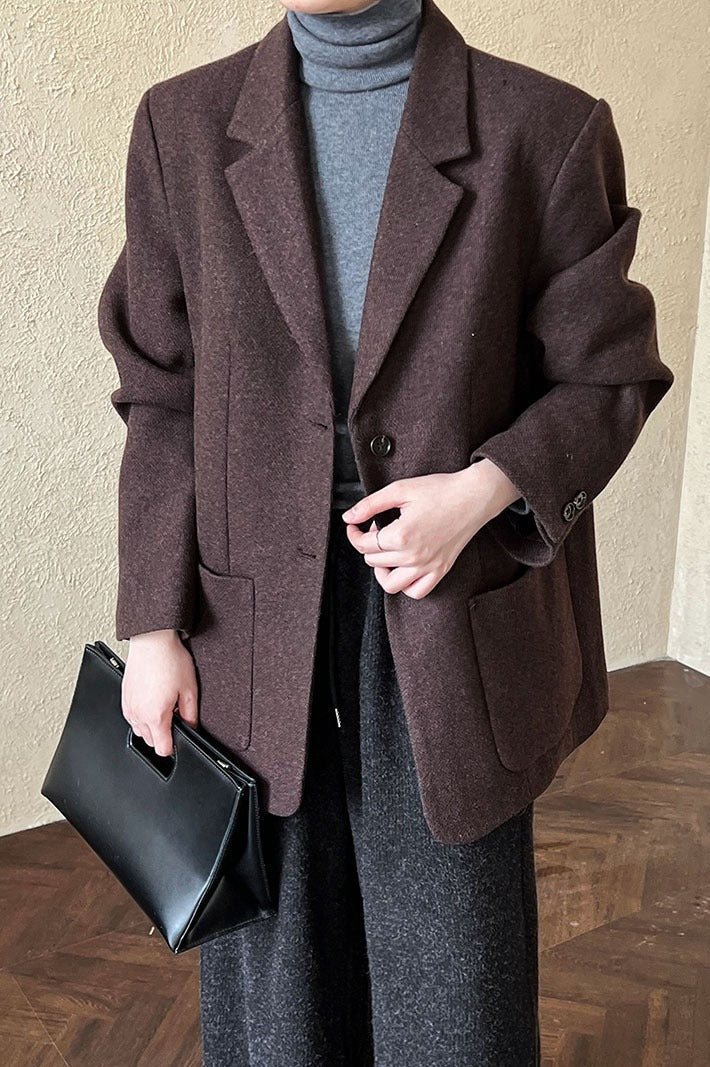 Wool Blend Relaxed Fit Blazer 16