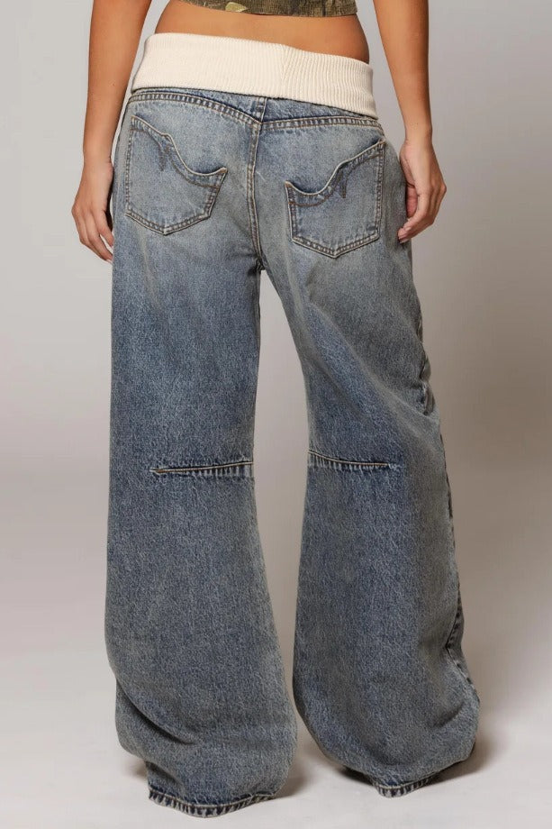 Washed Blue Vintage Denim Jeans