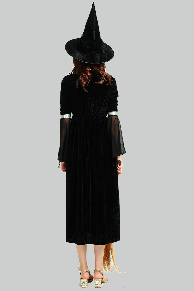 Halloween Witch Cosplay Velvet Maxi Dress