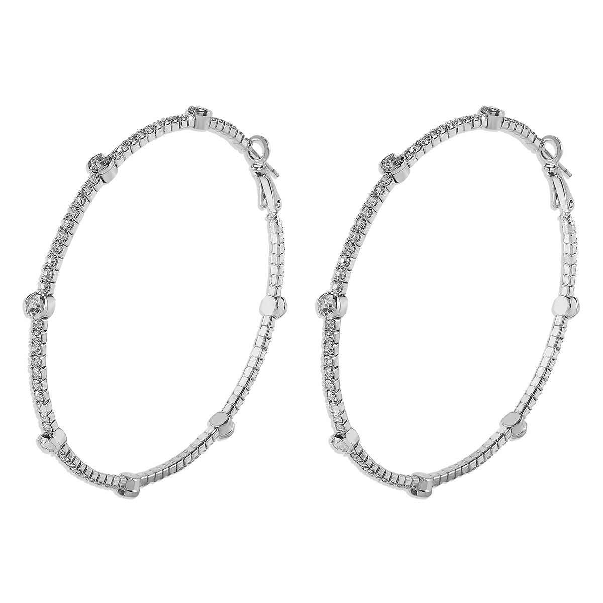Rhinestone Metal Circle Earrings