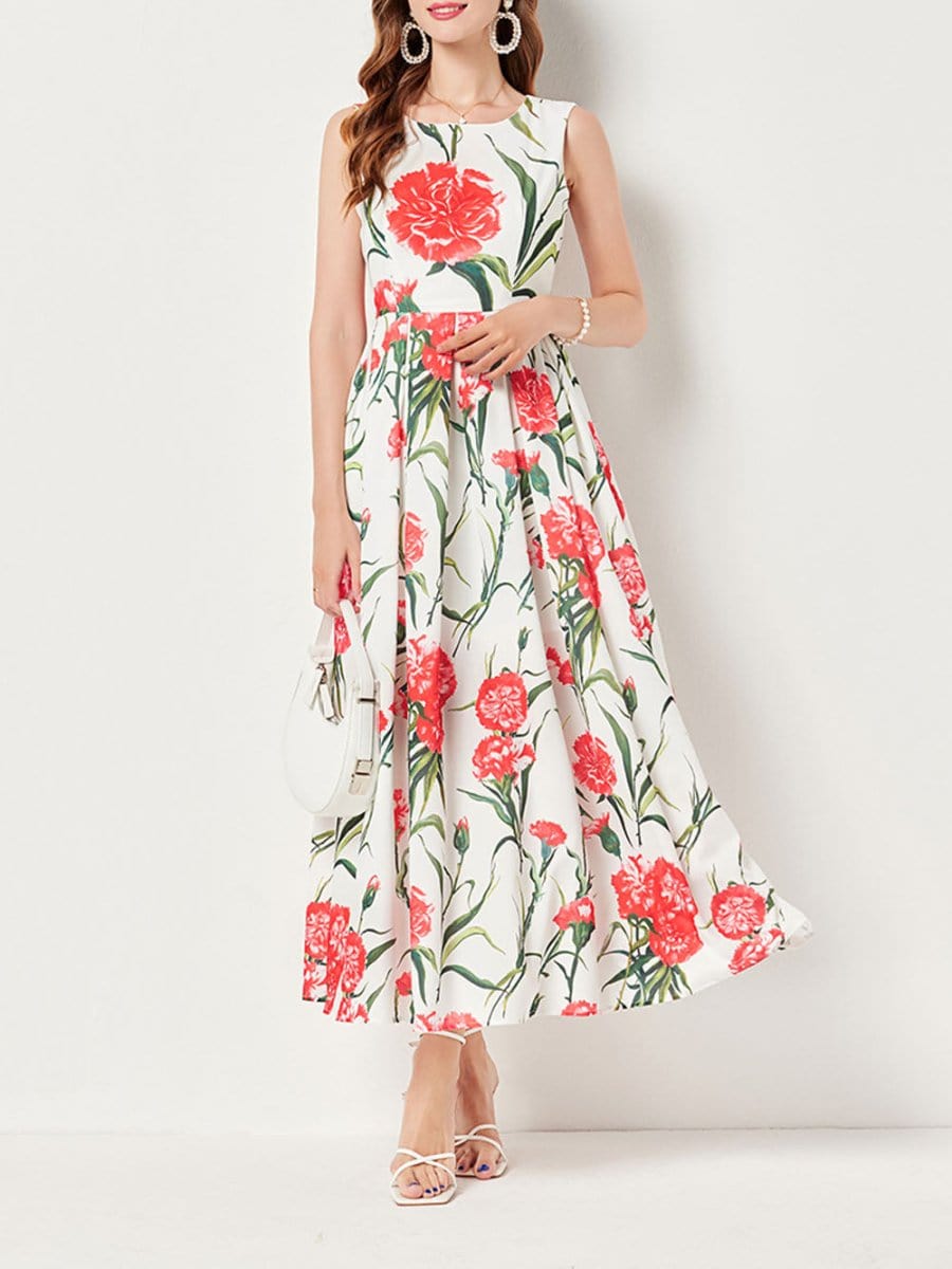 Flower Sleeveless Midi - Fashionpara