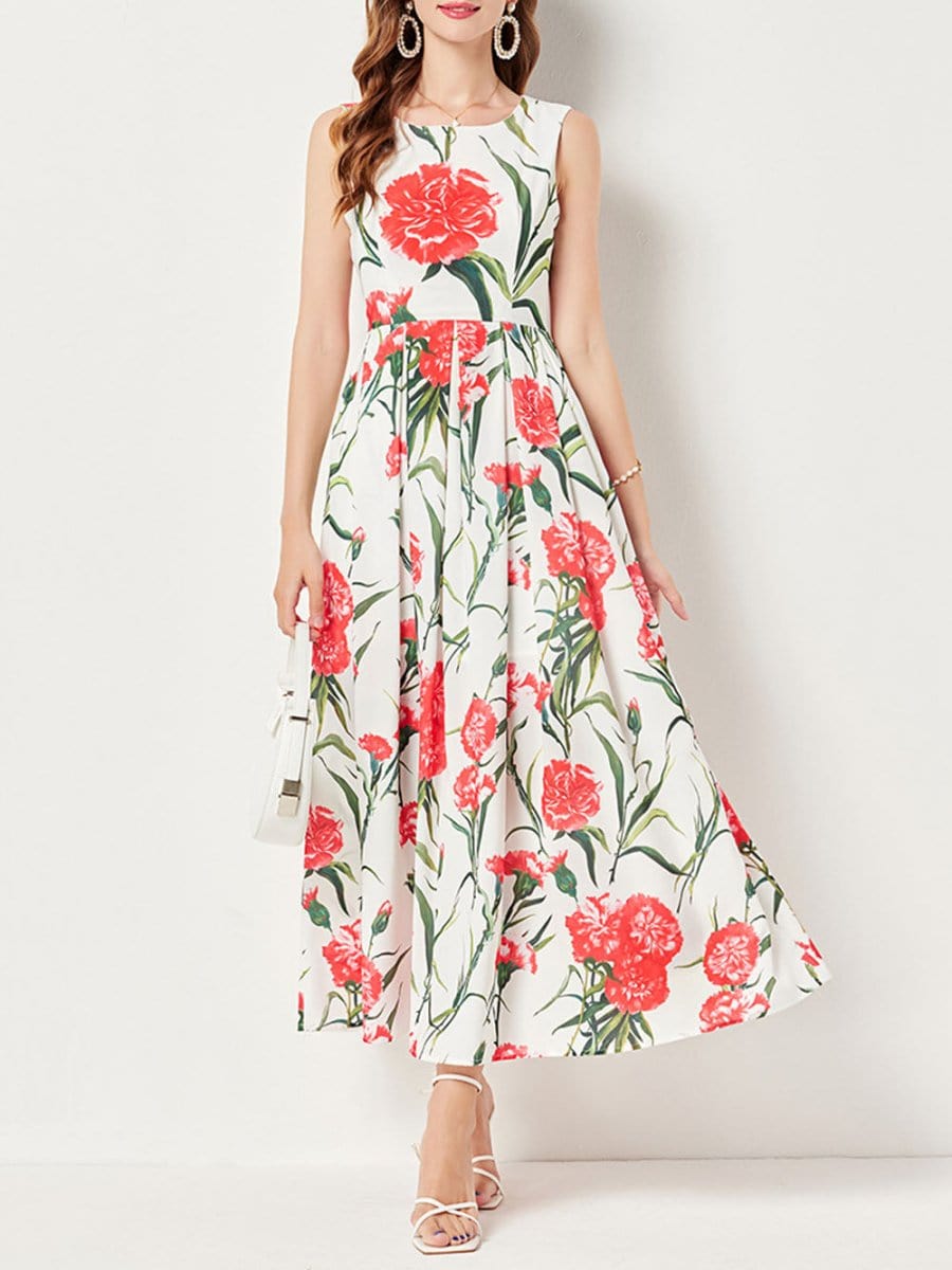 Flower Sleeveless Midi - Fashionpara