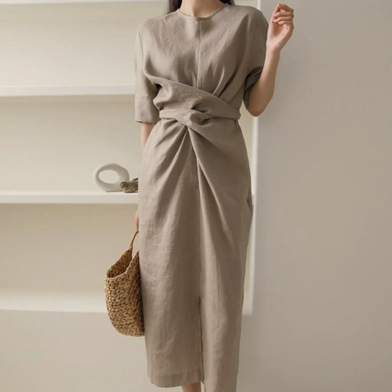 Short Sleeve Tie Waist Wrap Maxi Dress - View 8