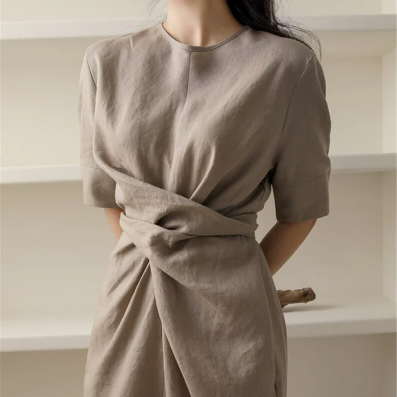 Short Sleeve Tie Waist Wrap Maxi Dress - View 3