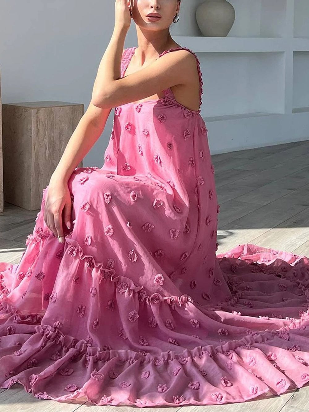 Appliques Sleeveless Maxi - Fashionpara