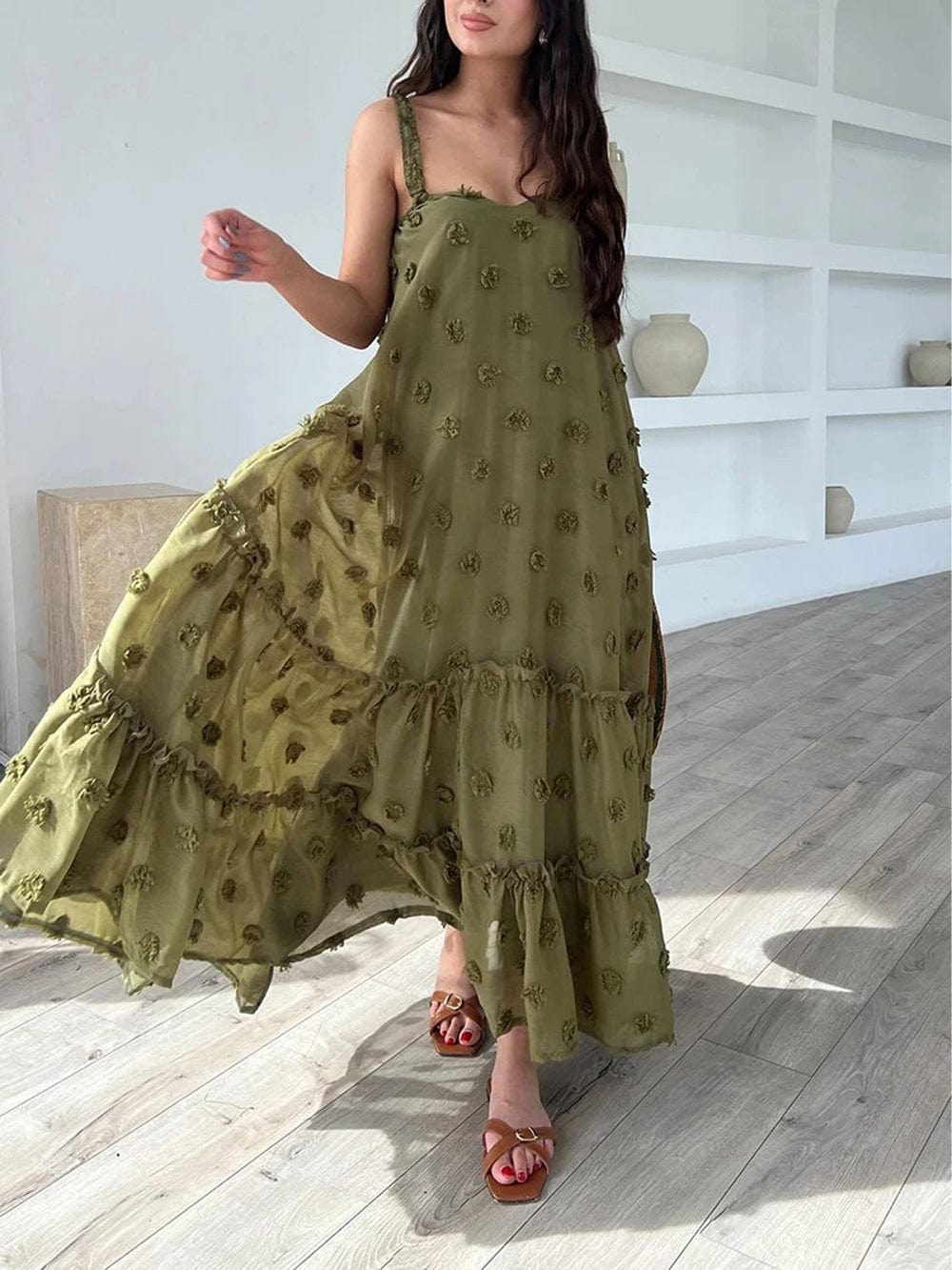 Appliques Sleeveless Maxi - Fashionpara