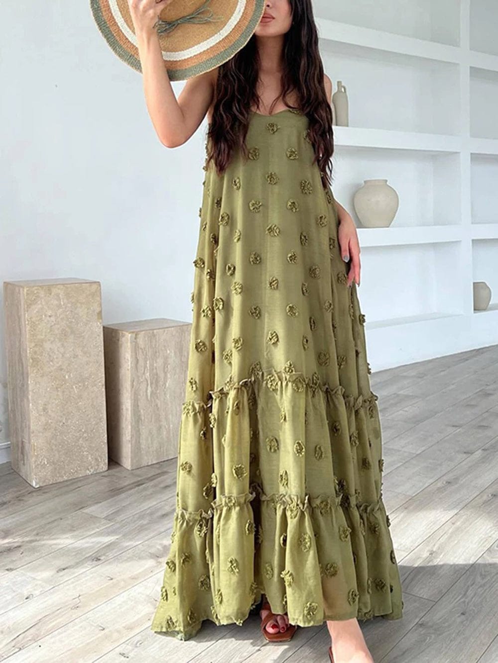 Appliques Sleeveless Maxi - Fashionpara