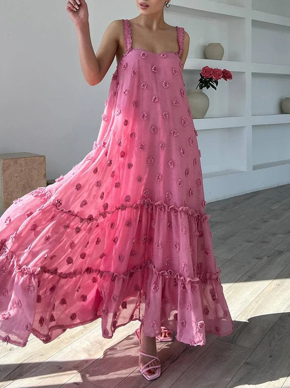 Appliques Sleeveless Maxi - Fashionpara